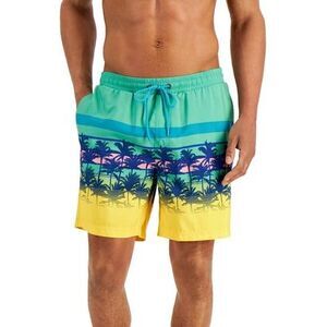 CLUBROOM Mens Green Drawstring, Striped Regular Fit Shorts S